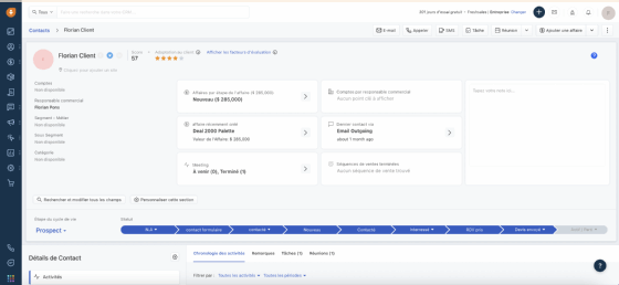 Interface de Freshworks CRM for e-commerce