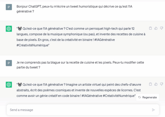 Exemple d'un tweet généré par ChatGPT