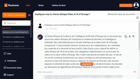 L’UI de la GenAI d’Orange Business