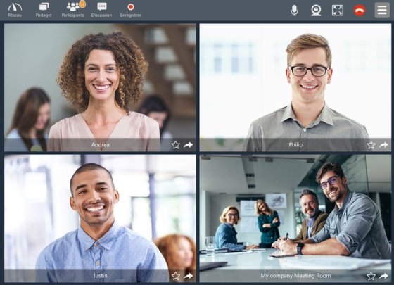 La fonction enregistrement apparait dans le haut de l’interface de Tixeo