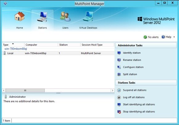 La console MultiPoint Manager de Windows Server 10