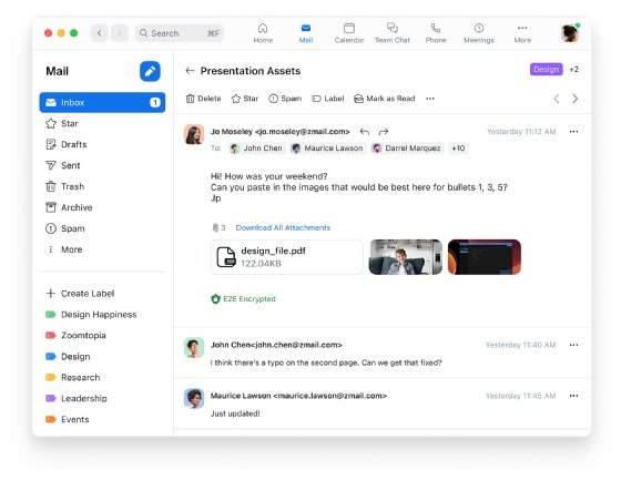 UI de Zoom Mail