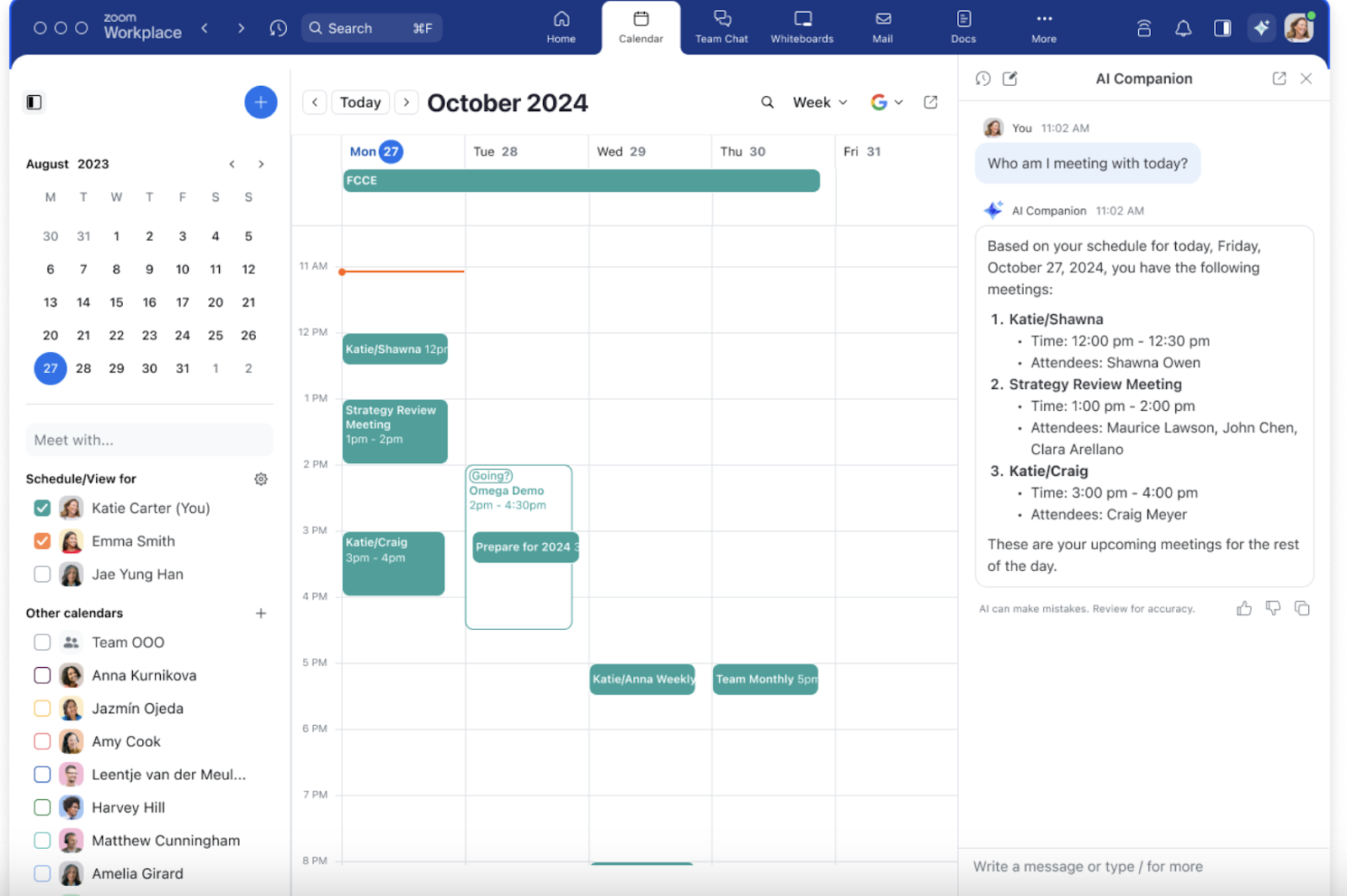 Zoom AI Companion dans la suite Zoom Workplace