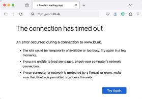 Screenshot shows British Library website unable to load.
