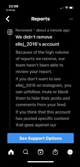 Elle Jones response from Instagram