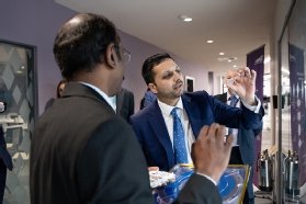 Picture of Saqib Bhatti, parliamentary under-secretary of state for tech and the digital economy, visiting the CSA Catapult in Wales