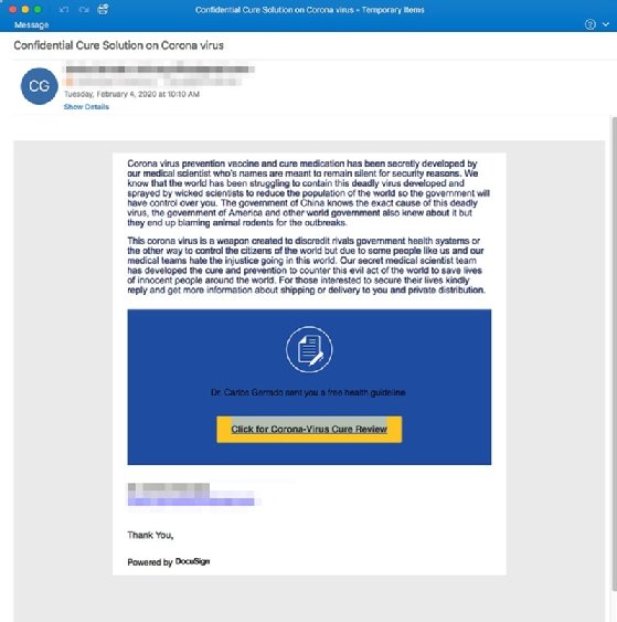 covid phishing email examples