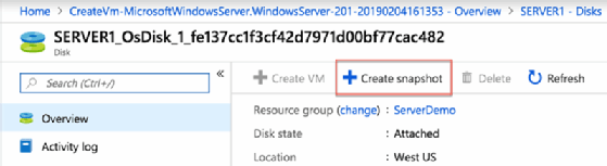 azure take snapshot of vm