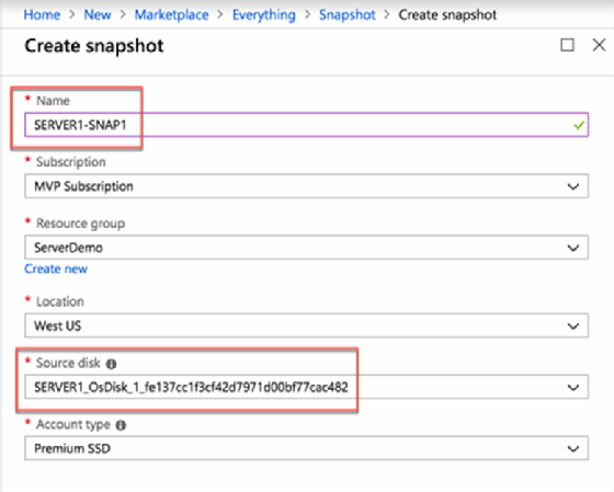 azure take snapshot of vm