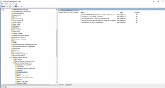 Printer redirection settings 