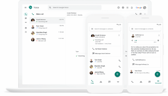 Screenshot of Google Voice