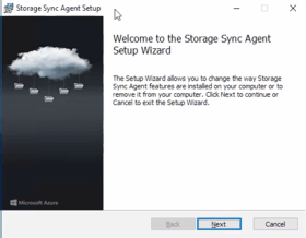 The Storage Sync Agent Setup Wizard