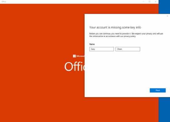 change microsoft office account