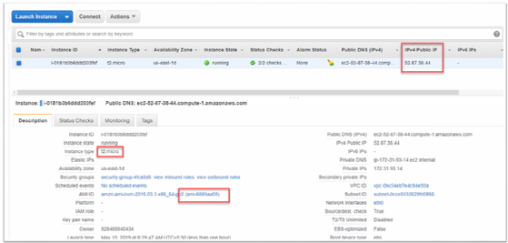 Use AWS EC2 console to validate deployment