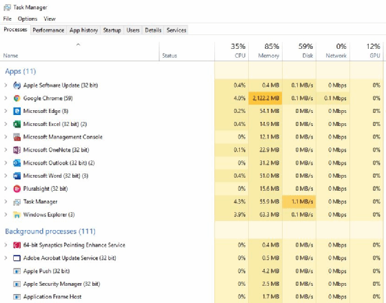 Process and Application Tab