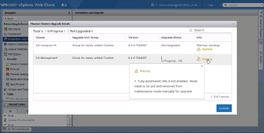 Upgrade process and warnings
