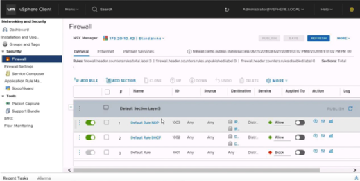 Firewall rules in vSphere Client