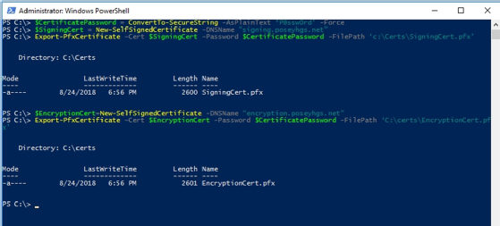 Create the certificates.