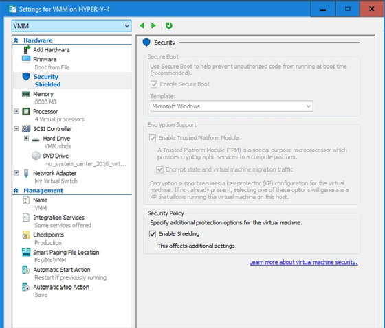 Shield a Hyper-V VM.