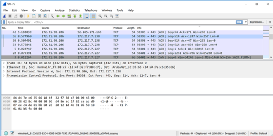 wireshark filters to display trafic between ip and router