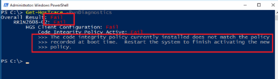 Diagnostics command results