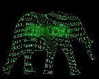 Elephant with big data and binary code
