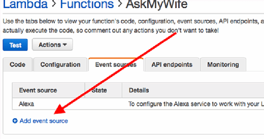 Event Sources tab in Lambda