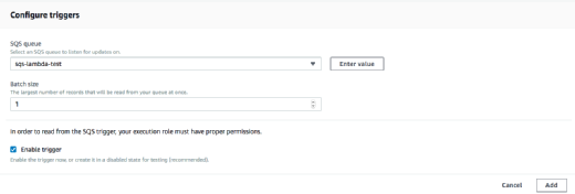 sqs queue trigger lambda