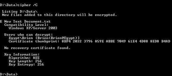 The Cipher command helps determine who can access EFS encrypted files