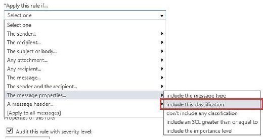 Message classification conditions