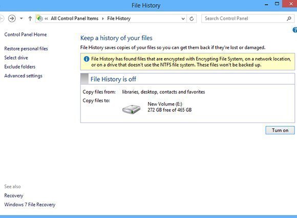 file history folder windows 10