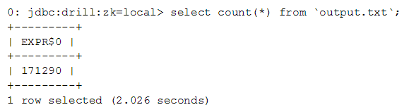 Drill select count(*) query