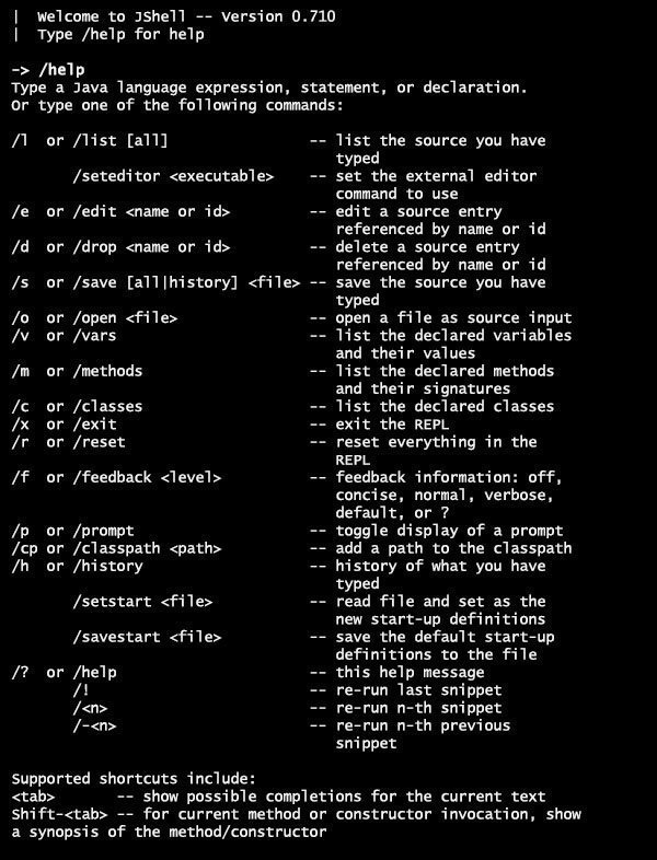 JShell code screen shot 1