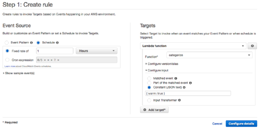 Erstellen Sie eine CloudWatch Events-Regel für Lambda.