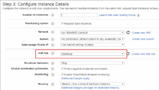 Configure the instance to associate it with the necessary IAM role.