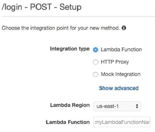 Amazon API Gateway console