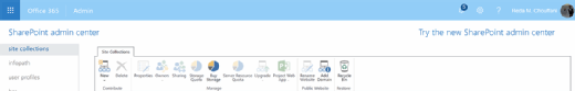 Site Collections tab in the new SharePoint admin portal