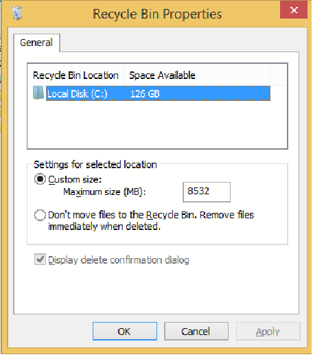 Set deletion default notification in Recycle Bin Properties.