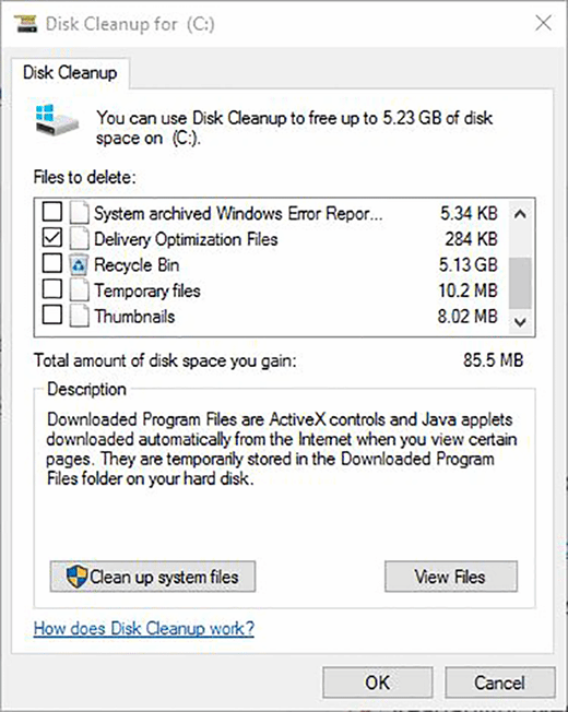 disk cleanup windows 10 not working