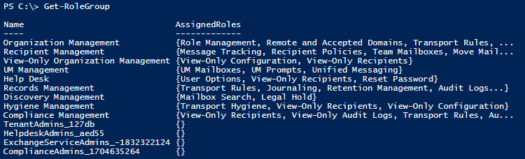 exchange online role assignments