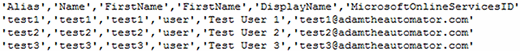 CSV file