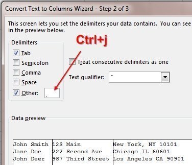 ctrl j in excel for mac