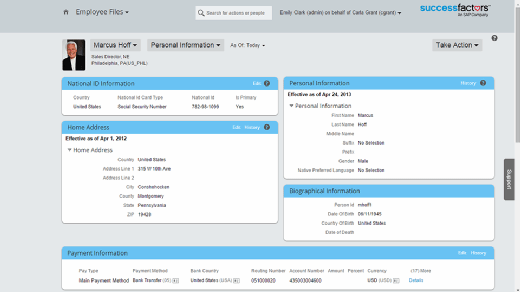 Employee Central payment information portlet