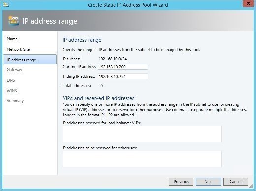 Enter an IP address range for the subnet