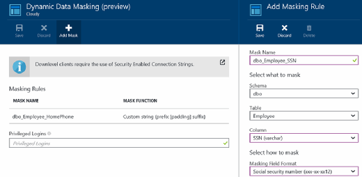Figure 17. Use the built-in masking rule for social security numbers.