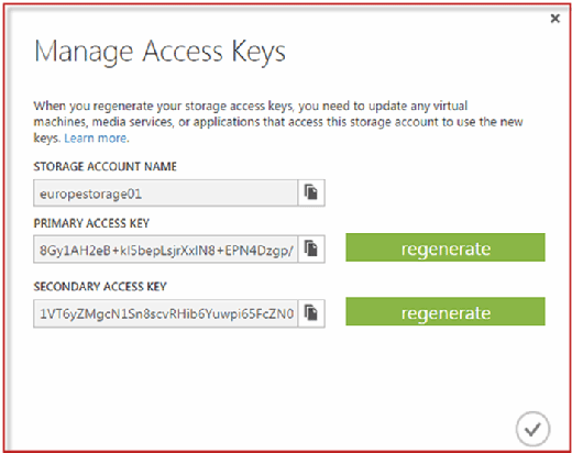 Figure 4: Storage account information needed to create stored credentials