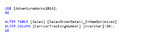 Figure 2: Change CarrierTrackerNumber column data type