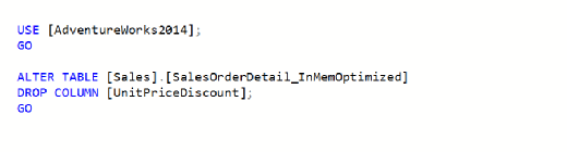 Figure 3: Drop UnitPriceDiscount column