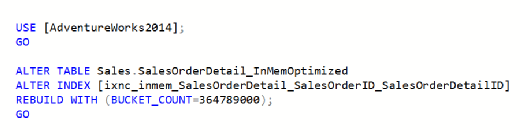 Figure 4: Rebuild non-clustered hash index with a new bucket count