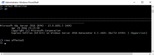 SQLCMD connects to the container